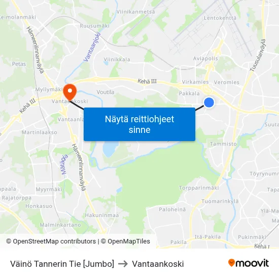 Väinö Tannerin Tie 🛍️ to Vantaankoski map