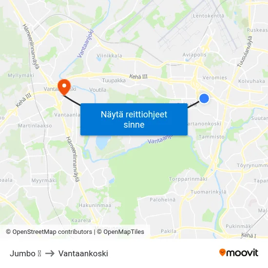 Jumbo 🛍️ to Vantaankoski map