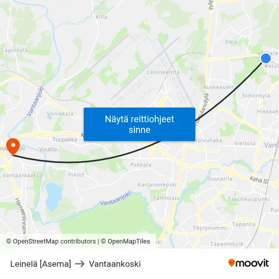 Leinelä [Asema] to Vantaankoski map