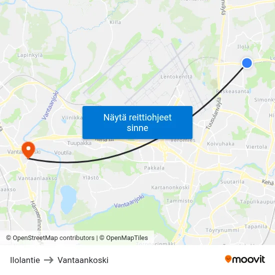 Ilolantie to Vantaankoski map