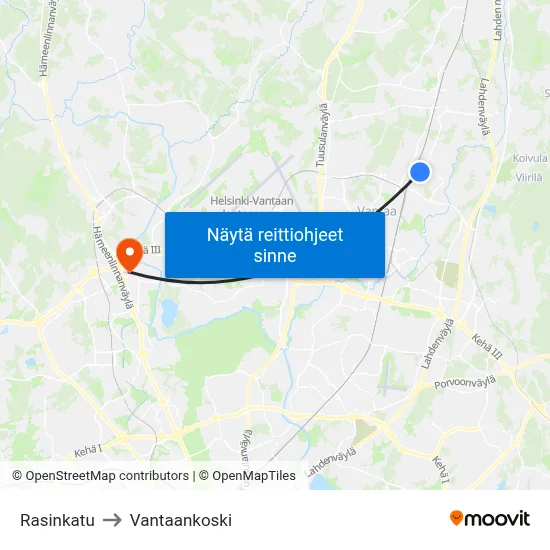 Rasinkatu to Vantaankoski map