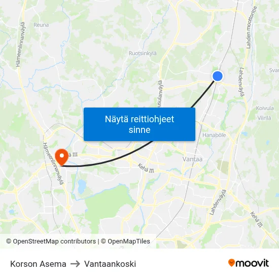 Korson Asema to Vantaankoski map