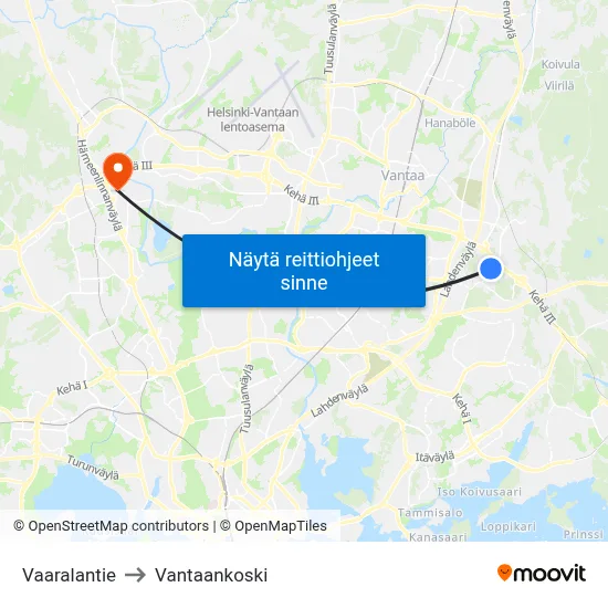 Vaaralantie to Vantaankoski map