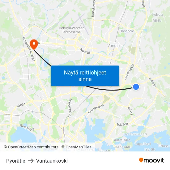 Pyörätie to Vantaankoski map