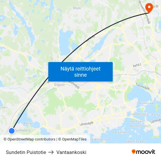 Sundetin Puistotie to Vantaankoski map