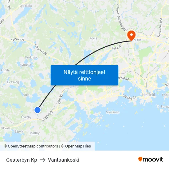 Gesterbyn Kp to Vantaankoski map