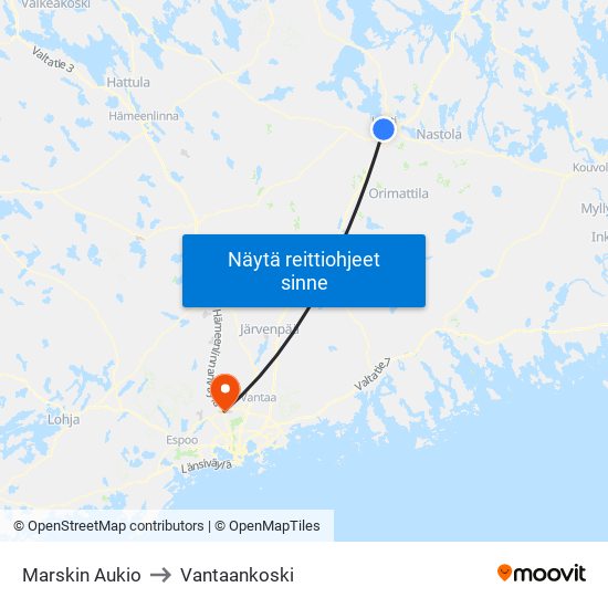 Marskin Aukio to Vantaankoski map