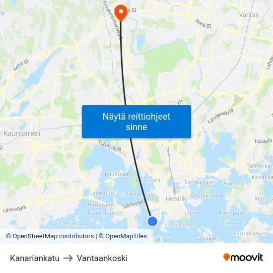 Kanariankatu to Vantaankoski map