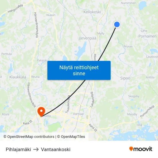 Pihlajamäki to Vantaankoski map
