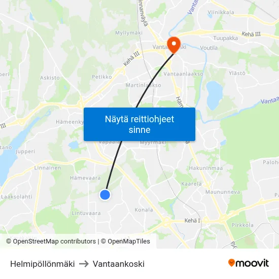 Helmipöllönmäki to Vantaankoski map