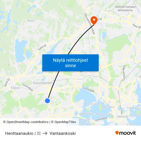 Henttaanaukio | 🏫🌳 to Vantaankoski map