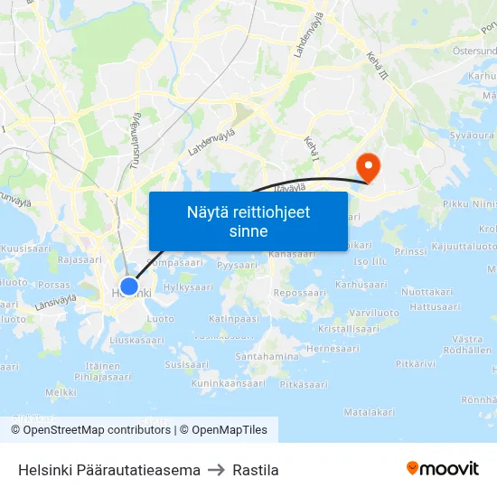 Helsinki Päärautatieasema to Rastila map