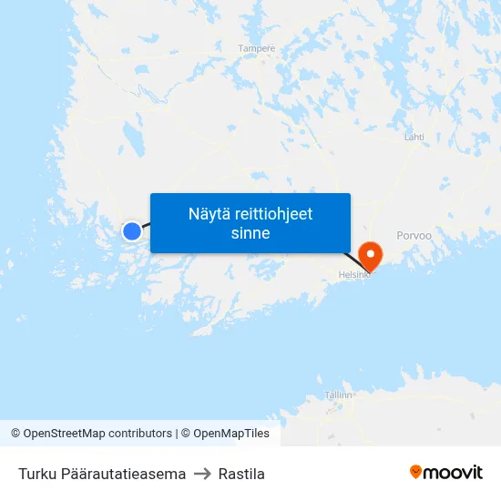 Turku Päärautatieasema to Rastila map
