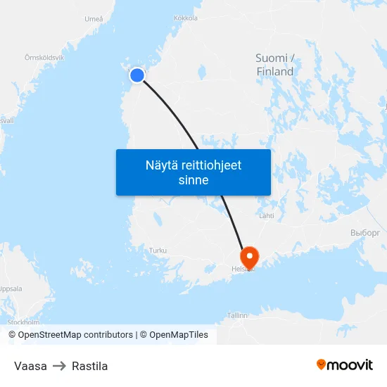 Vaasa to Rastila map
