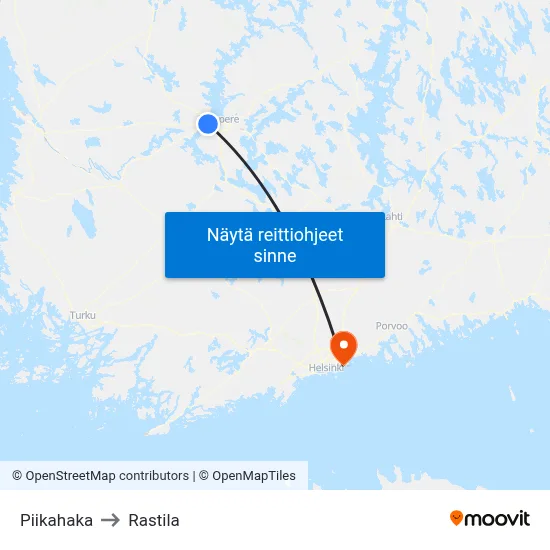 Piikahaka to Rastila map