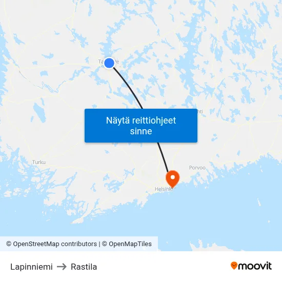 Lapinniemi to Rastila map