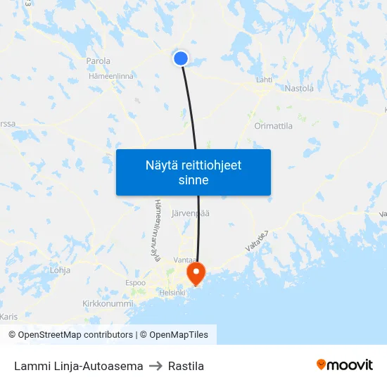 Lammi Linja-Autoasema to Rastila map
