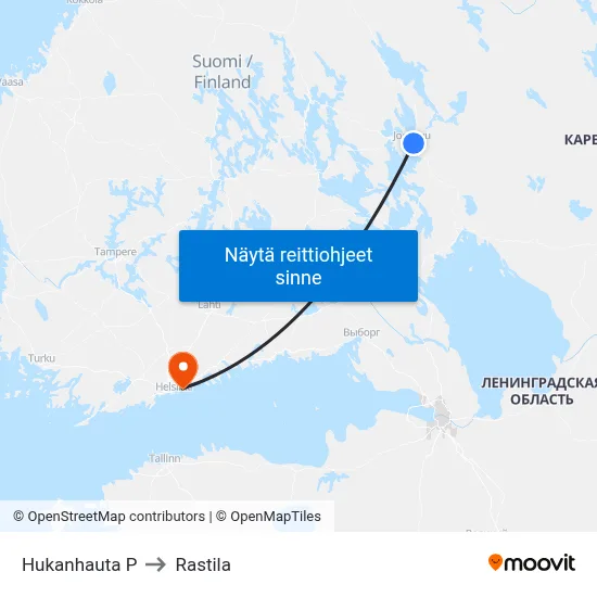 Hukanhauta P to Rastila map