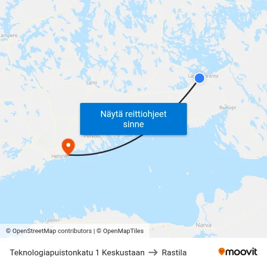 Teknologiapuistonkatu 1 Keskustaan to Rastila map
