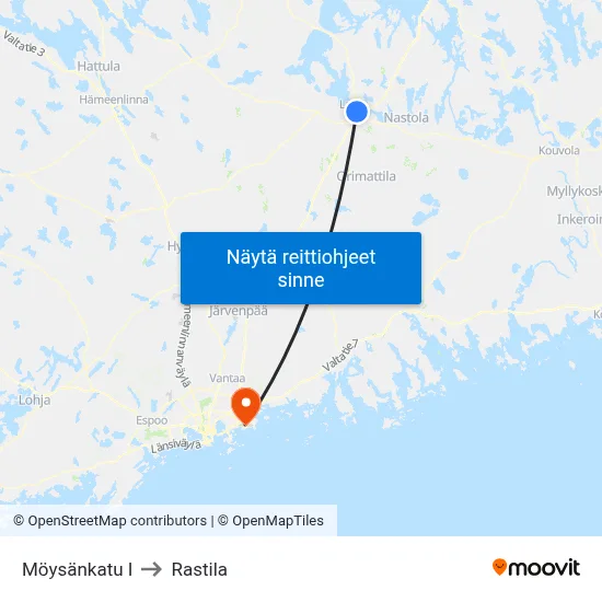 Möysänkatu I to Rastila map