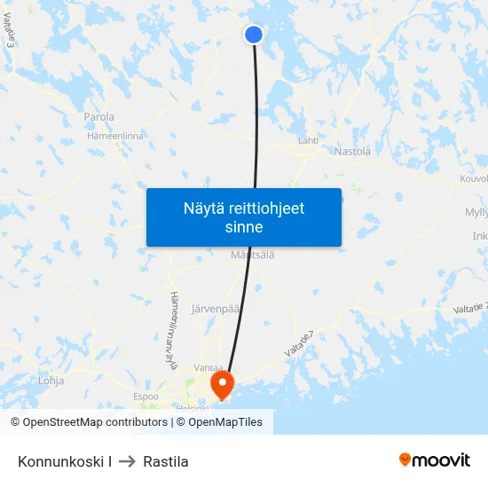 Konnunkoski I to Rastila map