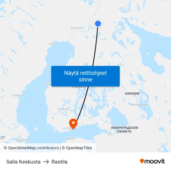 Salla Keskusta to Rastila map