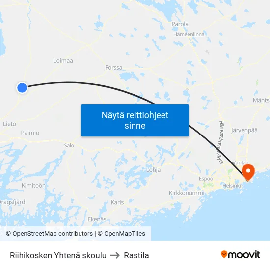 Riihikosken Yhtenäiskoulu to Rastila map