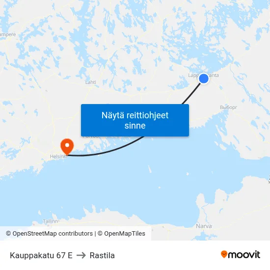 Kauppakatu 67 E to Rastila map