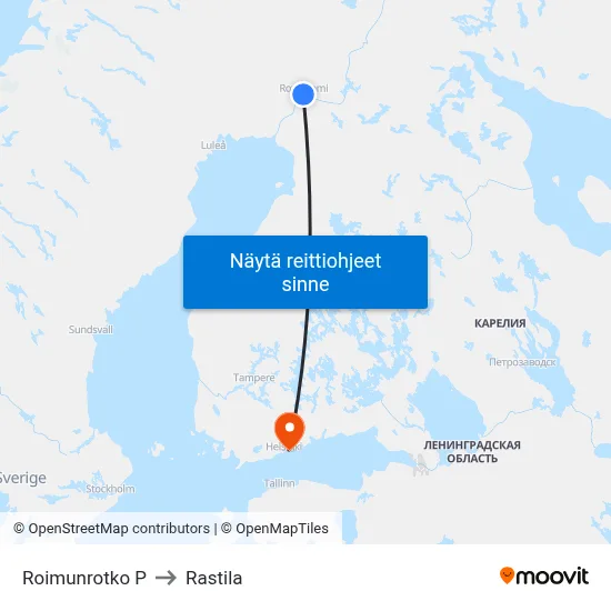 Roimunrotko P to Rastila map