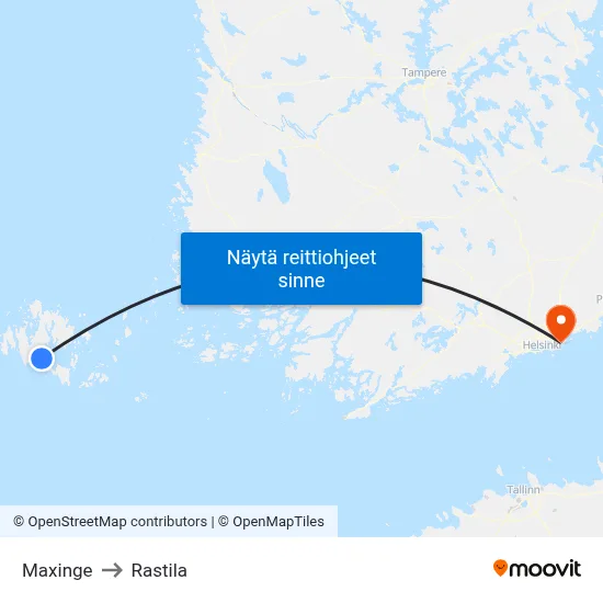 Maxinge to Rastila map