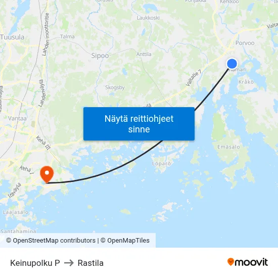 Keinupolku P to Rastila map