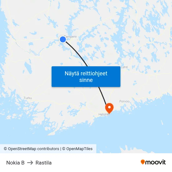 Nokia B to Rastila map