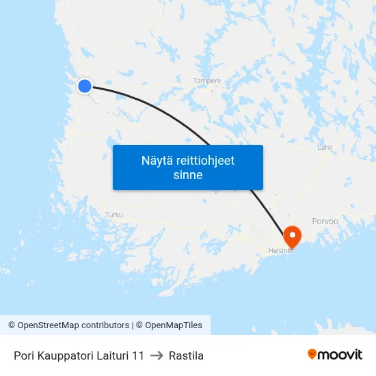 Pori Kauppatori Laituri 11 to Rastila map