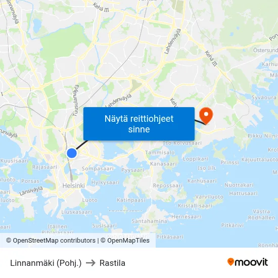 Linnanmäki (Pohj.) to Rastila map