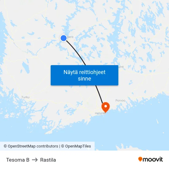 Tesoma B to Rastila map