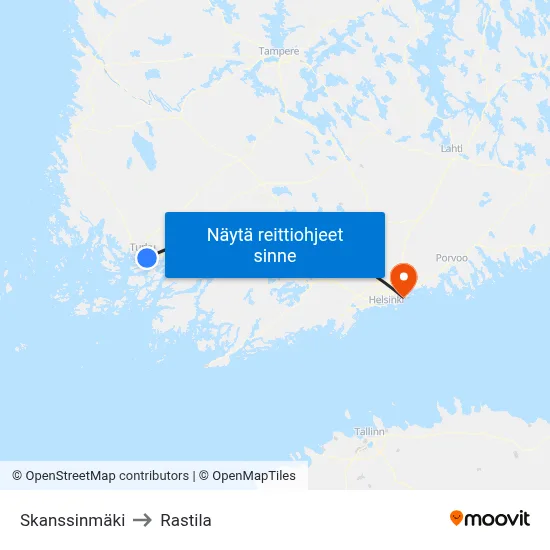 Skanssinmäki to Rastila map