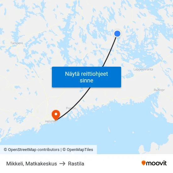 Mikkeli, Matkakeskus to Rastila map