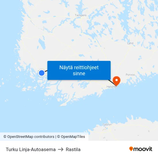Turku Linja-Autoasema to Rastila map
