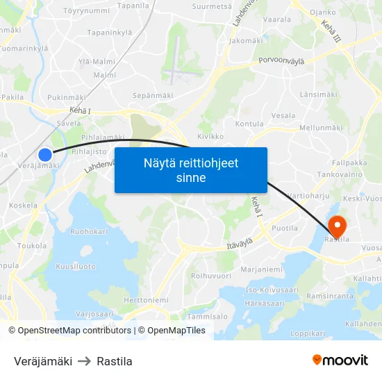 Veräjämäki to Rastila map