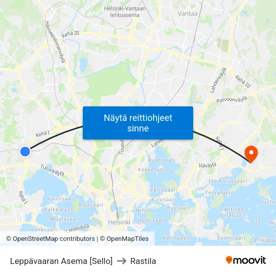 Leppävaaran Asema [Sello] to Rastila map