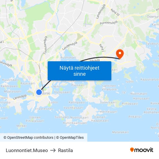 Luonnontiet.Museo to Rastila map