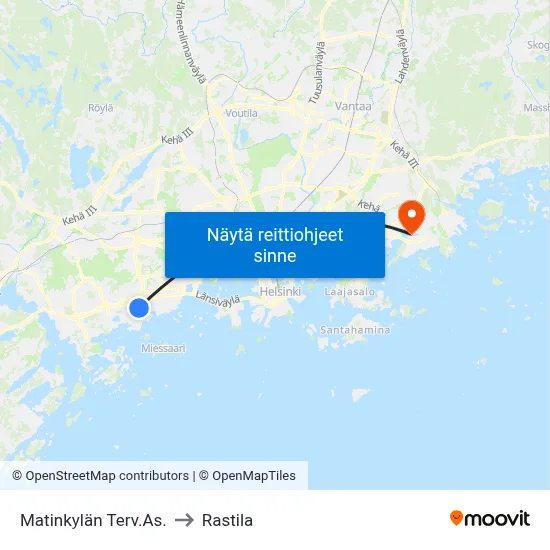 Matinkylän Terv.As. to Rastila map