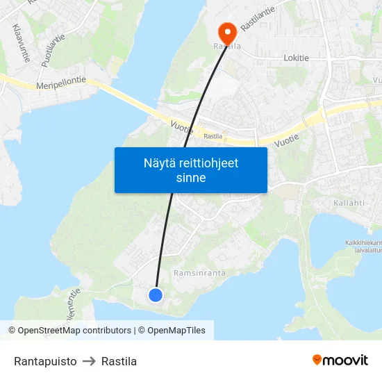 Rantapuisto to Rastila map
