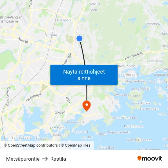 Metsäpurontie to Rastila map