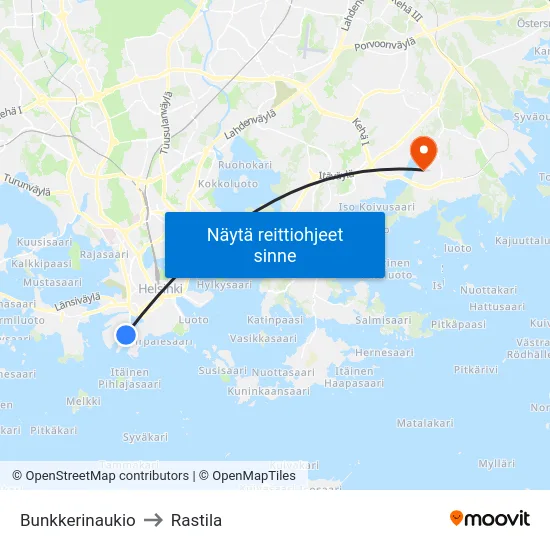 Bunkkerinaukio to Rastila map