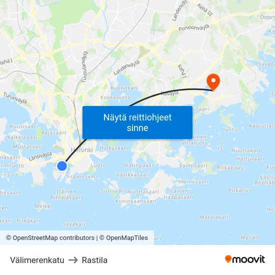 Välimerenkatu to Rastila map