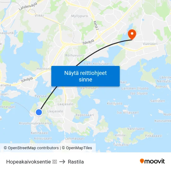 Hopeakaivoksentie 🌳🏟️ to Rastila map
