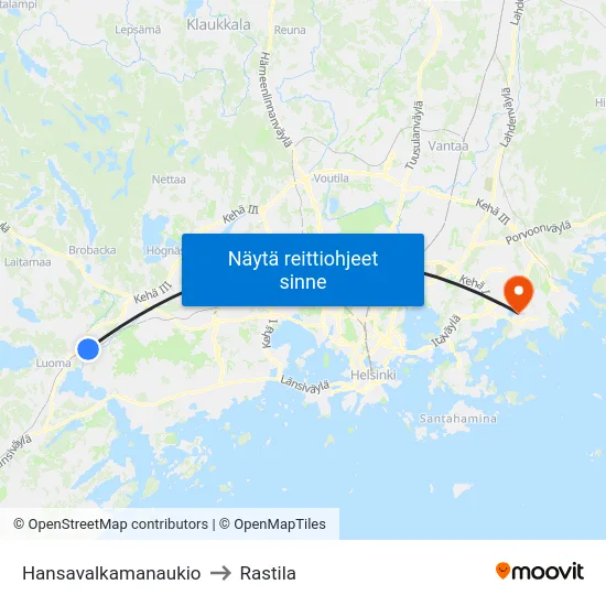 Hansavalkamanaukio to Rastila map