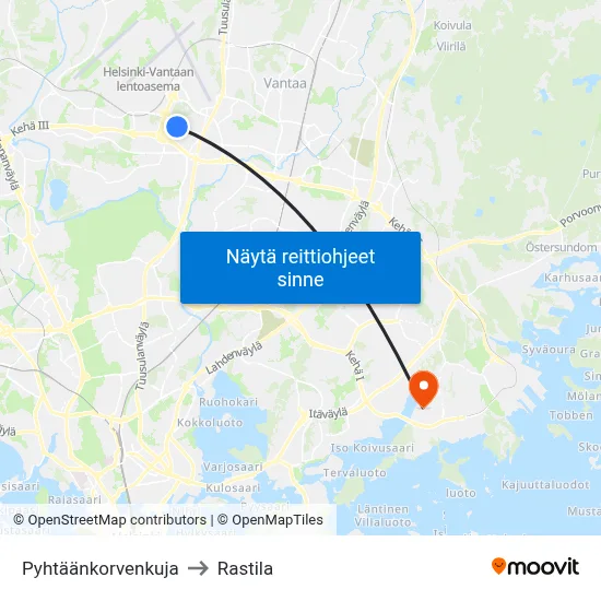 Pyhtäänkorvenkuja to Rastila map