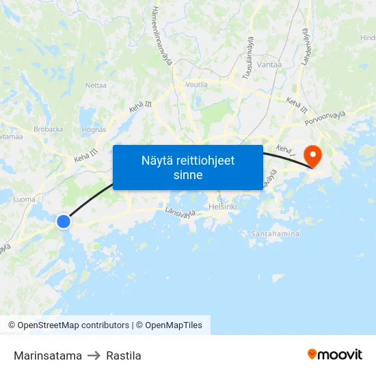 Marinsatama to Rastila map